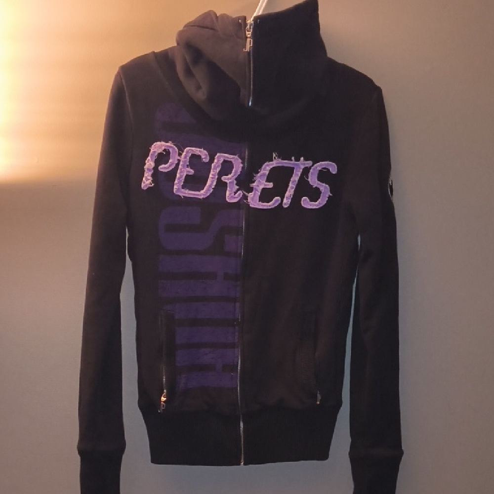 Joshua Perets - Y2K VINTAGE - Black and Purple  Zip Up Sweater